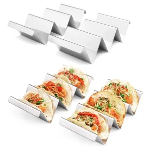 Taco Holders 8 Packs - Stainless Steel Taco Stand Rack Tray Style, Oven Safe for