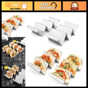 Stainless Steel Taco Holders - 4 Pack Oven Safe Taco Stand Rack, Grill & Dishwas