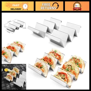 Stainless Steel Taco Holders - 4 Pack Oven Safe Taco Stand Rack, Grill & Dishwas