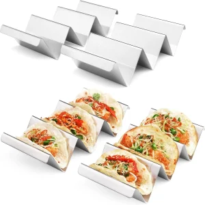 Taco Holders 4 Packs Stainless Steel Taco Stand Rack Tray Style Oven Safe Baking