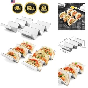 Taco Holders 4 Packs - Stainless Steel Taco Stand Rack Tray Style, Oven Safe ...